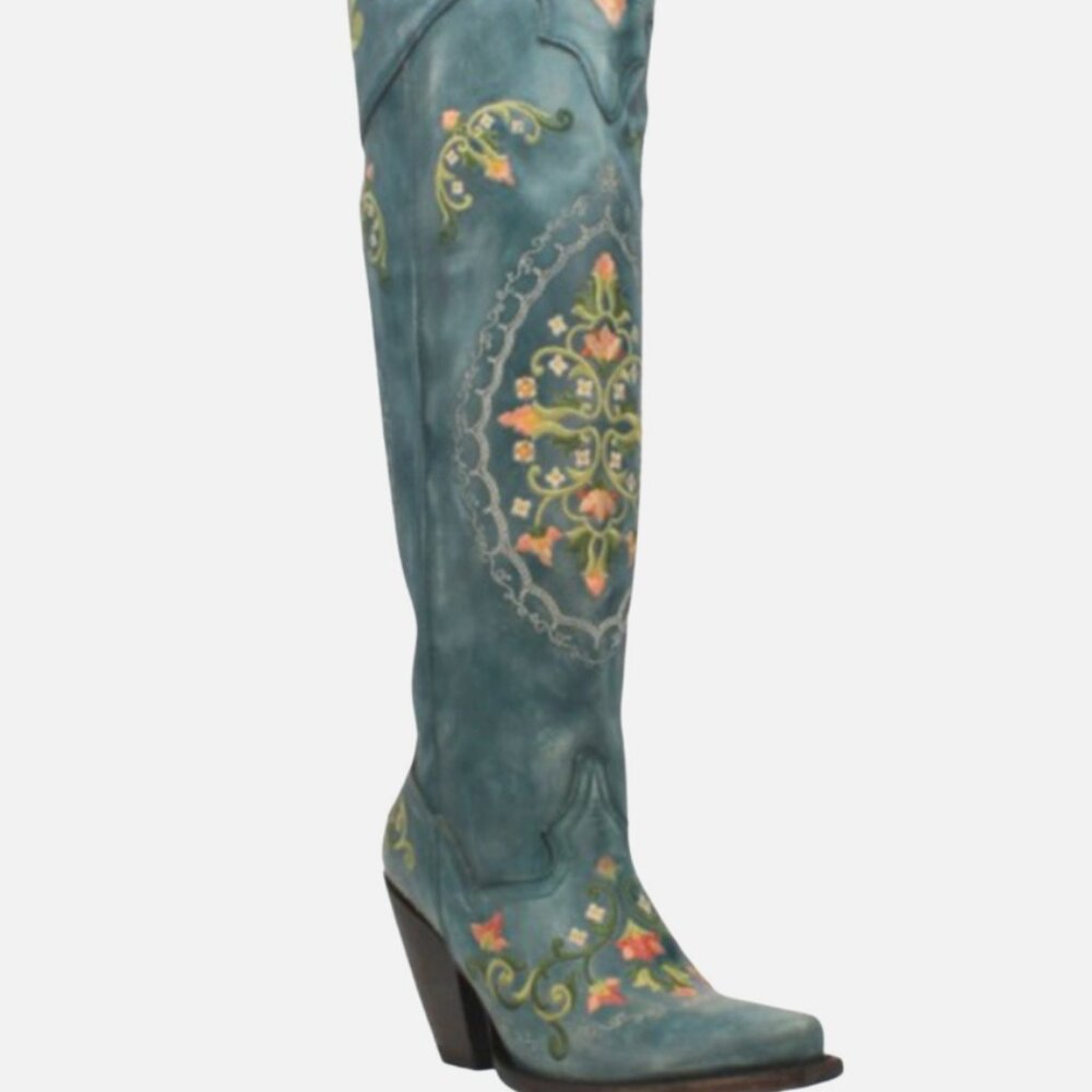 DAN POST "Flower Child" Tall Cowgirl Boots Knee high embroidered NWT Ret $429